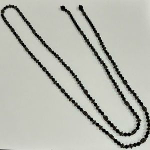Black & Gray Faceted Diamond & Cylinder Shape Beaded Layered Necklace